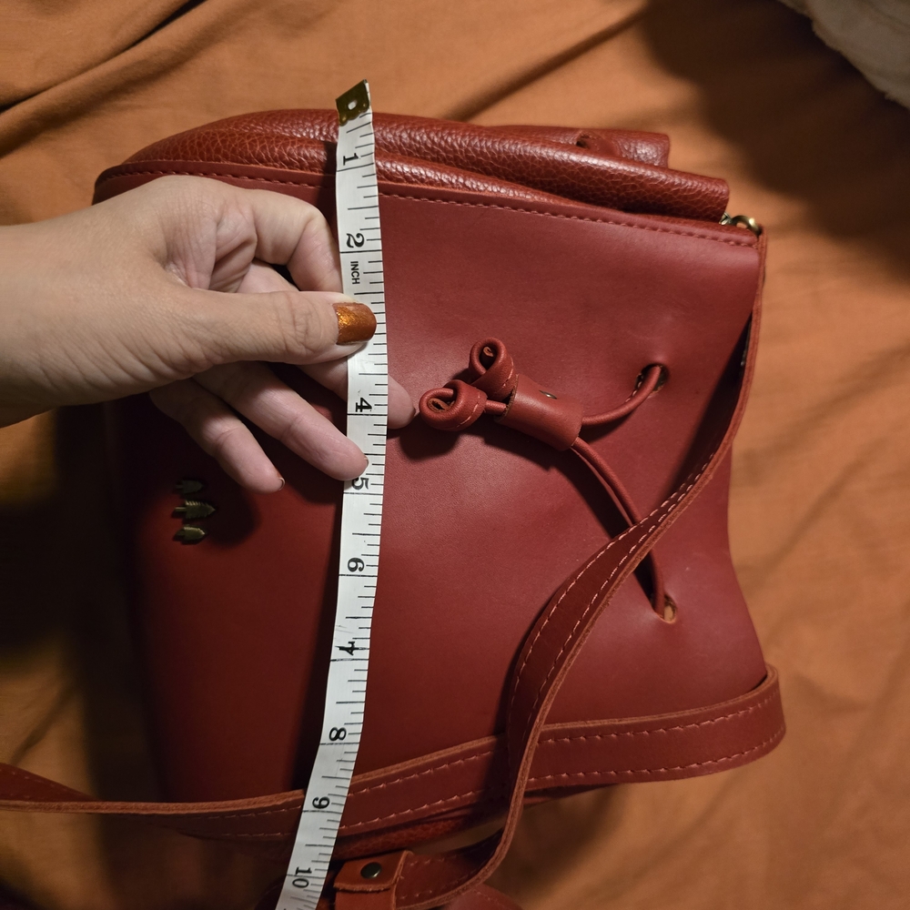 Portland Leather Red Bucket Bag - Picture 3 of 10